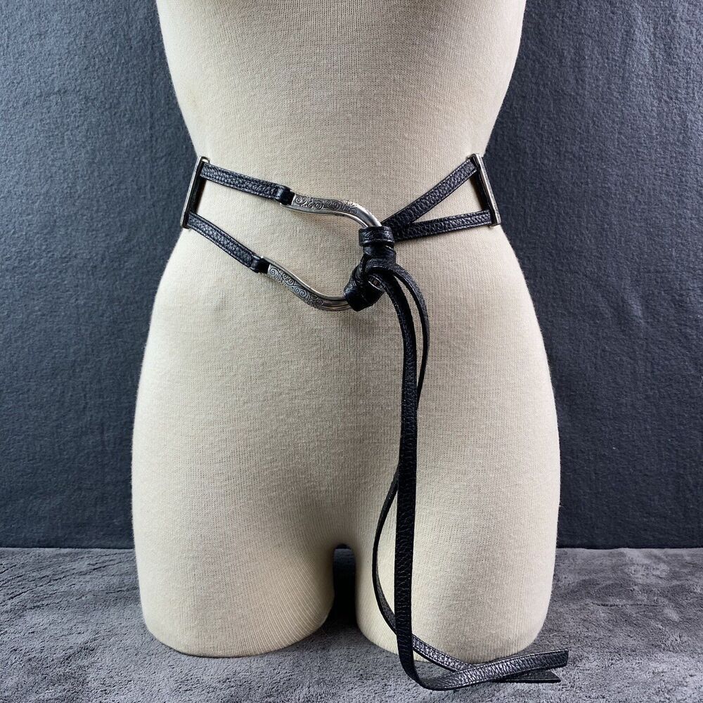Brighton Black Leather Belt with Silver Accents